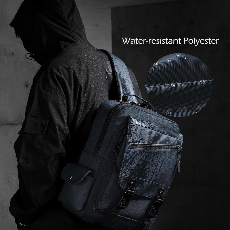 Leaper Crossbody Messenger Bag for Men: 13L Multi-pocket Satchel Sling Shoulder Bags for Travel Daily Work - Women Single Strap Backpack for Cycling, Hiking - Laptop Sling Bag for Men 14 inch,DarkBlue - Image 5